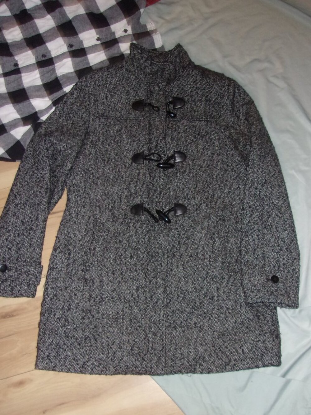 wool vintage black white womens size medium coat jacket casual dress